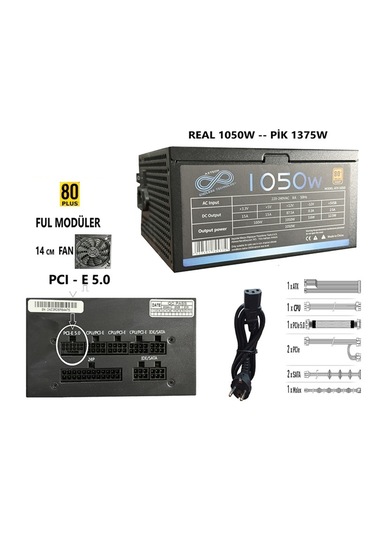 Aztech ATX1050 1050W 12 CM Fan 80+ Copper Tam Modüler Psu Güç Kaynağı