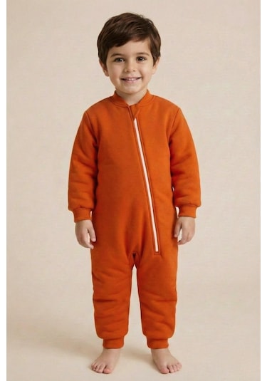 Zeyland Unisex Çocuk Elyaf Dolgulu Uyku Tulumu - Kiremit Kiremit