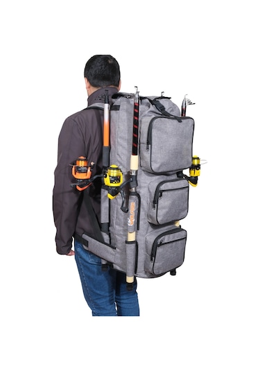 Wolfish Balıkçı Sırt Çantası Gri Büyük Boy 4 Olta Kapasiteli