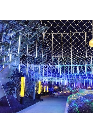 Novahub Yüksek Kaliteli Led Meteor Yağmuru Işıkları, Su Geçirmez Dış Mekan Dekorasyonu, 30cm 8 Adet, Avrupa Standartları Çok Renkli Çok Renkli