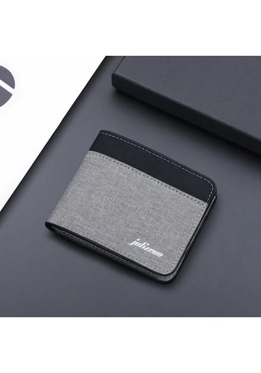 Createtech Tuval Erkek Cüzdan Siyah/mavi/gri - Kartlıklı Ve Pratik Çok Renkli