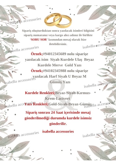 Gelin Damat Isimli Tören Takı Kurdelesi 2 Adet B-45