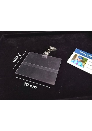 Şeffaf Etiket Pvc Mandallı Yaka Kartı İsimlik 10x7 Cm Şeffaf Yaka Kartı Kılıfı