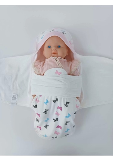 Yenidoğan İlk Baharın Ceylanı Nakışlı Çıt Çıt Kapama Bebek Kundak Ekru ekru