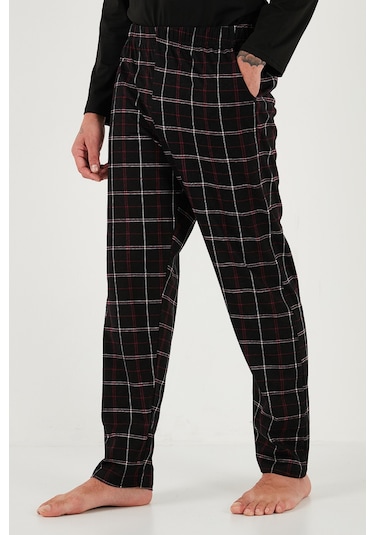 Buratti Pamuklu Regular Fit Bisiklet Yaka Ekoseli Erkek Pijama Takımı 6574001 Siyah