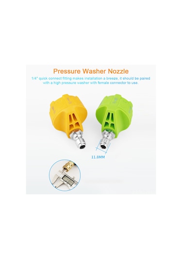 Vkemall Ev İçi Yüksek Basınçlı Yıkama Makinesi İçin Yeşil 6'lı Çok Fonksiyonlu Hızlı Bağlantılı Düz/şeffaf Nozzle Aksesuarı