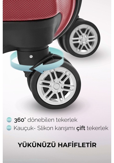 Polo&Sky Elmas Model Vişne Renk Kabin Boy Valiz Bavul Vişne