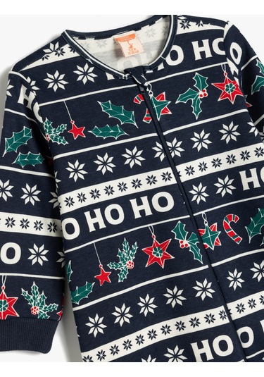 Koton Yılbaşı Temalı Baskılı Tulum Pamuklu Lacivert Desenli 5wmb10416tk Lacivert