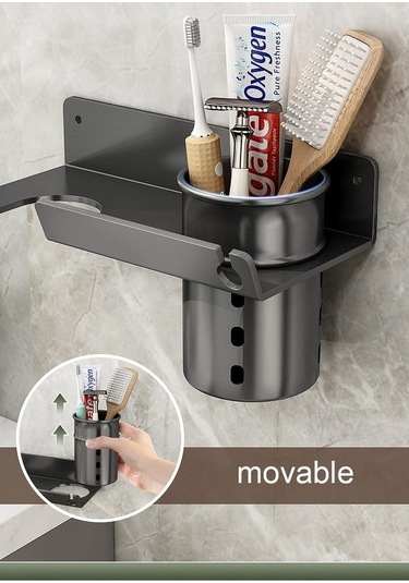 Didadodo Jl Metal Saç Kurutma Makinesi Duvara Monte Tutucu Saklama Kutusu, Küçük Tasarım Siyah