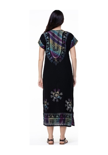 Kısa Kol Pamuk Hitit Uzun Elbise Saray Renkli Sry Rnkl-saray Renkli