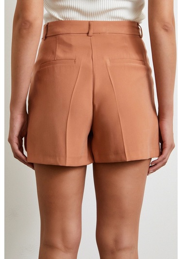 Piliseli Cepli Şort Kiremit Kiremit