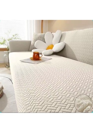 StarMall Tuğla Desen Koltuk Örtüsü Çekyat Kılıfı 3Lü Bir Adet Krem