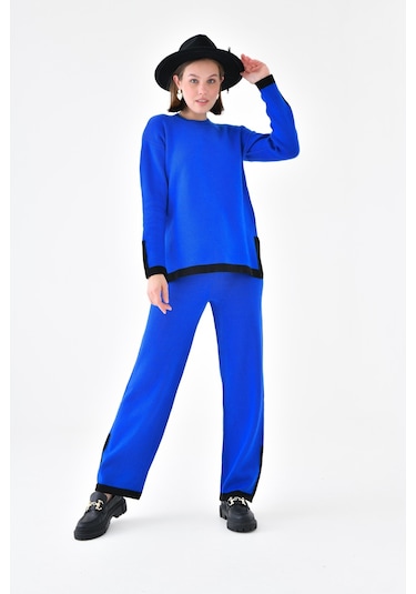 Ftz Women Kadın Çizgi Detaylı İkili Takım Saks Mavi 20631-saks Mavi Saks Mavi