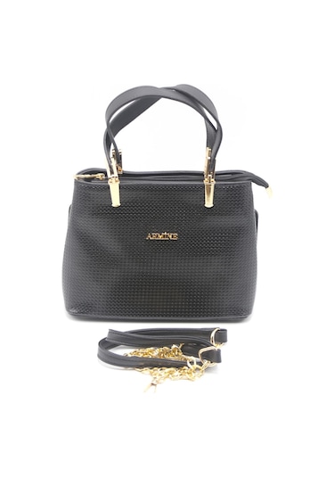 Armine 351 Kadın Deri Çanta Siyah - Altın