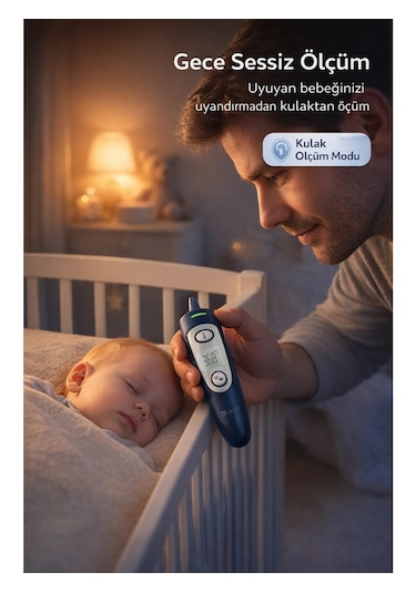 Uker Smarttemp Pro Temassız Termometre 4 Ü 1 Arada Kulak Alın Ateş Ölçer Renkli Uyarı