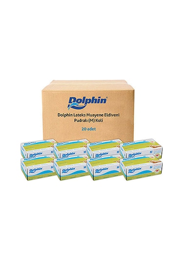 Dolphin Beyaz Lateks Eldiven Pudralı M 20 x 100 Adet