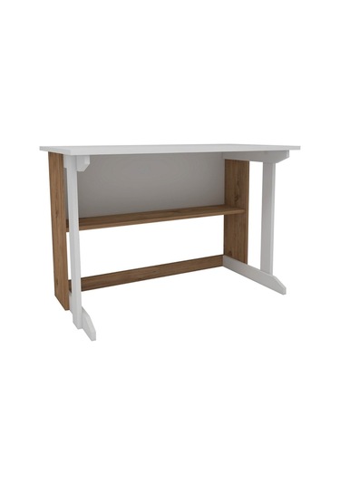 Enda Home Pillar Kütüphaneli Geniş Çalışma Masası 100x56 Cm Çam - Beyaz