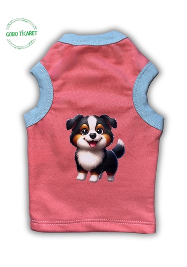 Gobo Yumuşacık Şeker Pembe Kedi Ve Köpek Kıyafeti Elbisesi Siyah Köpek Baskılı Tshirt - Xs, S, M, L Beden