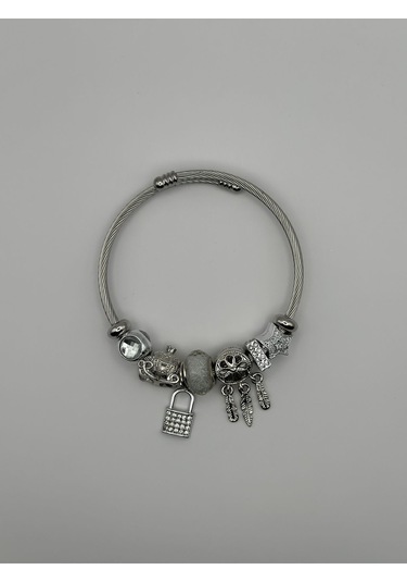 Arnes Jewelry Çelik Zirkon Taşlı Anahtarlı Bileklik Ar130nes Silver