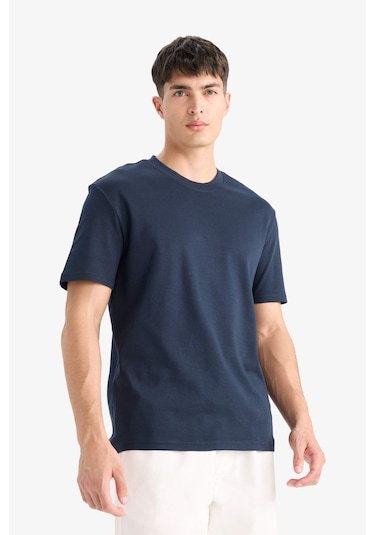 Defacto Regular Fit Bisiklet Yaka Kısa Kollu Tişört E7961ax25aunv64 Lacivert