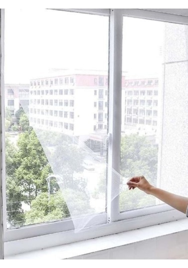 75x125 Cm Pencere Sinekliği Tül Sineklik Cam Kapı Kara Sinek Koruyucu Yapışkanlı Cırtlı Pratik Sinek