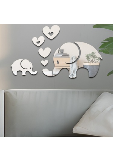 Sones 6 Adet / Takım Akrilik Fil Ayna Stereo Duvar Çıkartmaları Ev Dekorasyonu Yumuşak Ayna Altın Diğer