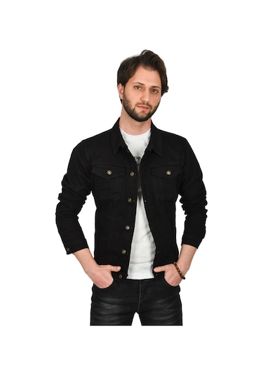 Deepsea Erkek Siyah Slim Fit Likralı Kot Mont 2201007 Siyah