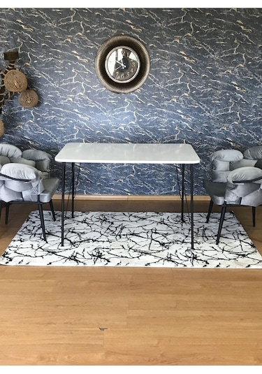Yirmi15 Metal Siyah Ayaklı 70x110 Cm White Eclipse Çalışma Masası- Beyaz Masa
