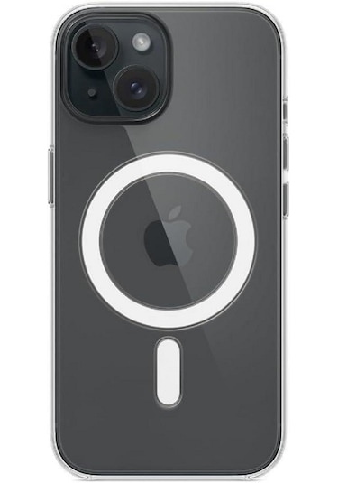 Apple Iphone 15 Uyumlu Sararmaz Sert Şeffaf Magsafe Özellikli Kılıf Şeffaf
