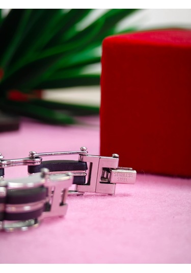 Çelik Derili Bileklik Kişiye Özel İsimli Paslanmaz Derili Çelik İsimli Bileklik 316 L Çelik Altın - Pembe