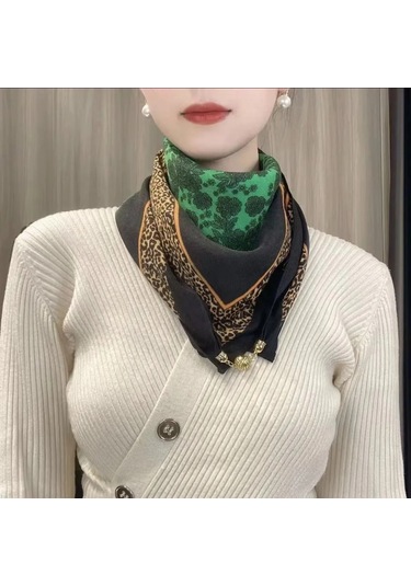 Prosperlink Lüks Manyetik Toka Çizgili İpek Eşarp - Kadın Bahar/sonbahar Moda Boyun Sarar Aksesuarone Sizekadın Koyu Mor