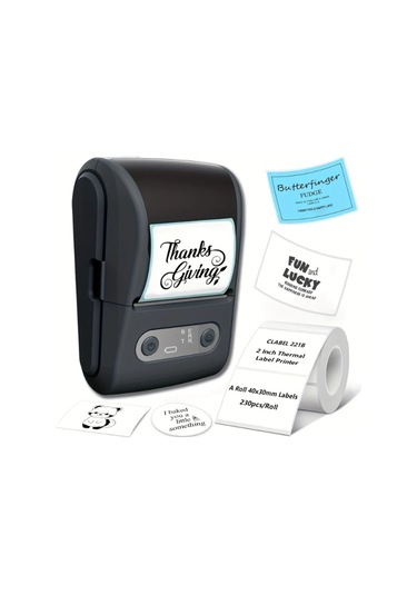 Siyah Kablosuz Portatif Etiket Yazıcısı Çok Renkli