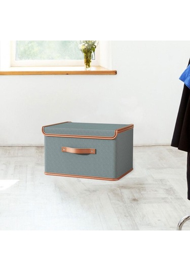 Suntek Yorgan Yastıklar İçin Kapaklı Depolama Kutusu Gri 50 x 35 x 31 CM