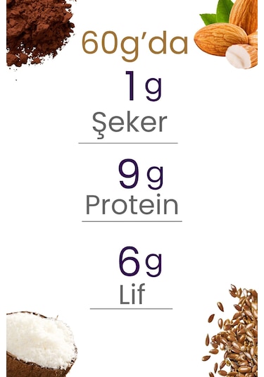 Balanu Proteinli Kakaolu Badem Kurabiyesi 60gr X3 Adet