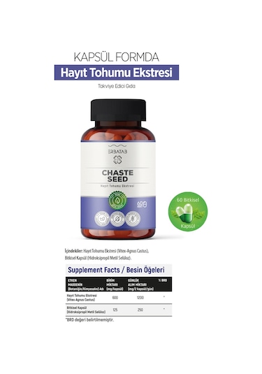 Erbatab Hayıt Ekstresi Chaste Seed 60 Kapsül