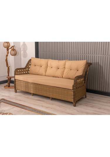 Btkconsept Datça Rattan Bahçe Mobilyası 3+1+1 Kahverengi/masalı Kahverengi