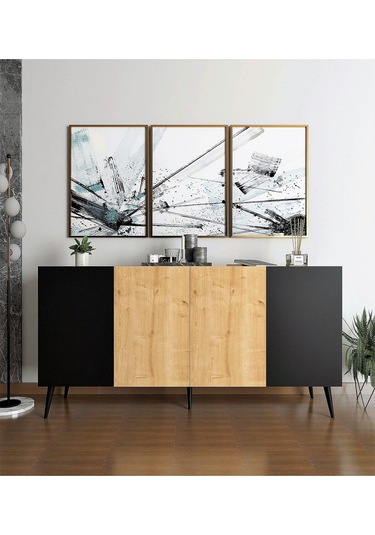 Floradesign Saphire Konsol / Konsol / Çok Amaçlı Dolap 160 Cm Meşe-siyah