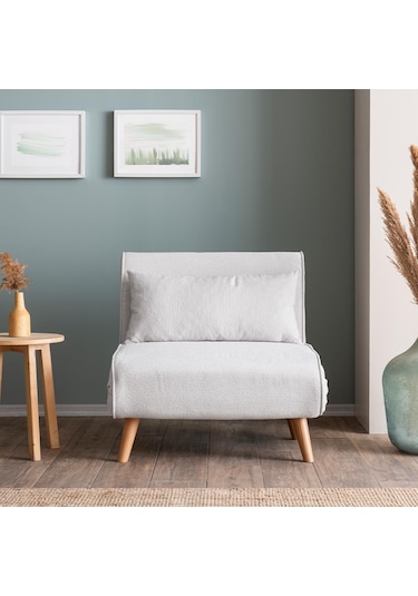 Folde 80 Tekli Yataklı Katlanır Koltuk Teddy Beyaz Beyaz