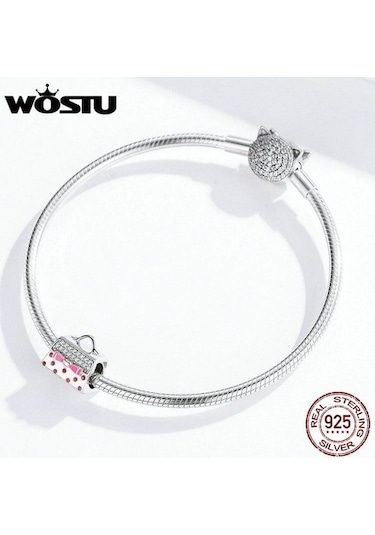 Novahub Moda 925 Ayar Gümüş El Çantası Boncuk Pembe Zirkon Ilmek Charms Fit Orijinal Bilezik - Romantik Ve Şık Tasarım Gümüş