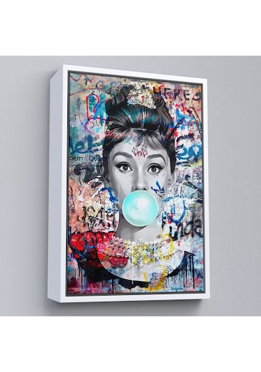 Çerçeveli Audrey Hepburn Graffiti Pop Art Duvar Tablosu-6470