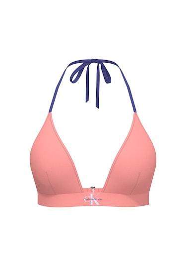Calvin Klein Kadın Pembe Logo Detaylı Üçgen Bikini Üstü-13573 Pembe
