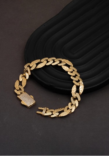 Bilezikci Yaprak Modelli 14 Ayar Altın Gurmet Bileklik Sarı Altın