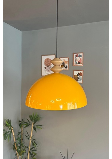 Linate Sarı Q Kafa Başlık Avize Tekli Sarkıt Salon Kuaför Dekoratif Aydınlatma SARI