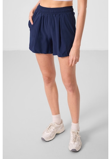 Tommylife İndigo Polyester Gizli Cep Fermuarlı Rahat Form Kadın Şort - 91014 Indigo