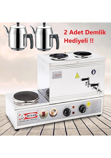 Mizan Çift Demlikli 20 Lt. Çay Kazanı - 2 Adet Demlik