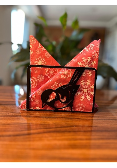 Nfs Dizayn Dekoratif Lazer Kesim Serçe Desenli Metal Peçetelik