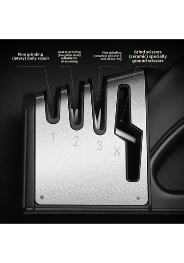 Suofeng Ev Ve Dışarıda Kullanım İçin El İle Çelik Bıçaklarını Hızlı Ve Keskin Hale Getiren Çok Fonksiyonlu Taşınabilir Tasarım Aparatı Siyah, Dörtlü Diğer