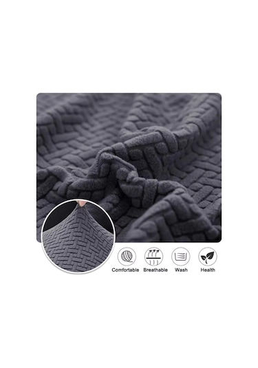 StarMall Tuğla Desen Likrali Jakarlı Kümaş Sandalye Örtüsü, Lastikli, Esnekli Sandalye Kılıfı 1 Adet Bej