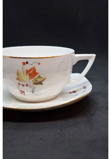 Mz Porzellan Çekolslovak Vintage Çay Fincanı 2 Parça 200 Ml Turuncu