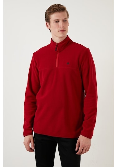 Buratti Slim Fit Anti-Pilling Tüylenme Yapmayan Bato Yaka Kışlık Şardonlu Erkek Polar 5906001 Bordo